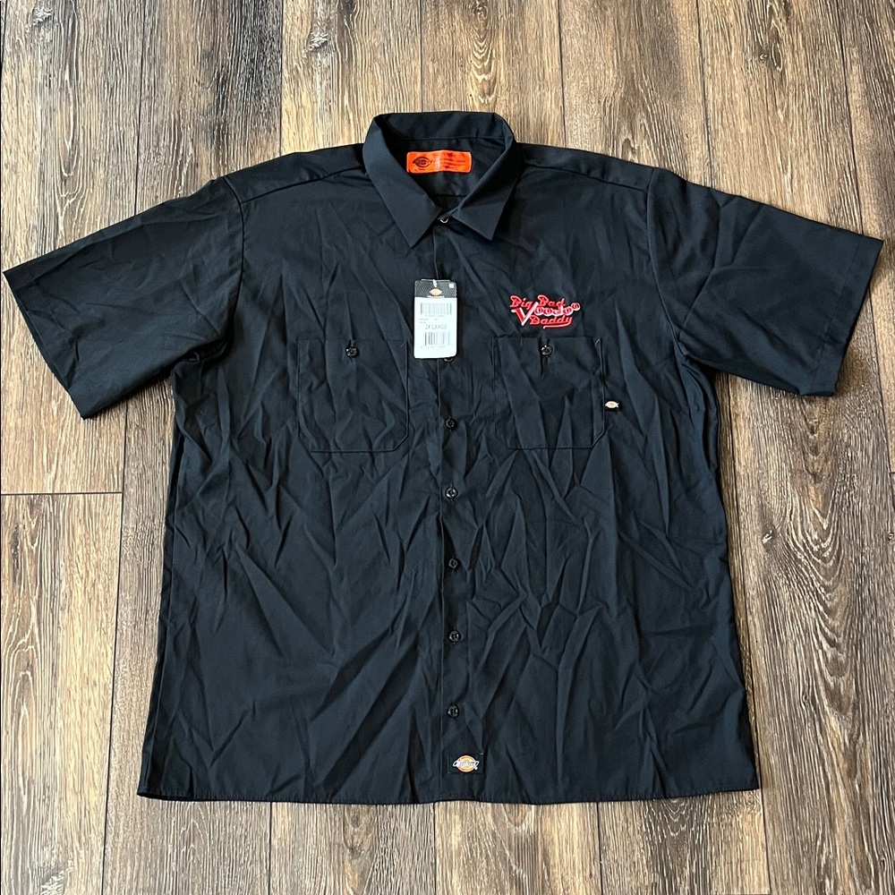 NWT Dickies Black Big Bad Voodoo Daddy Button Down Short-Sleeve Shirt Mens 2XL